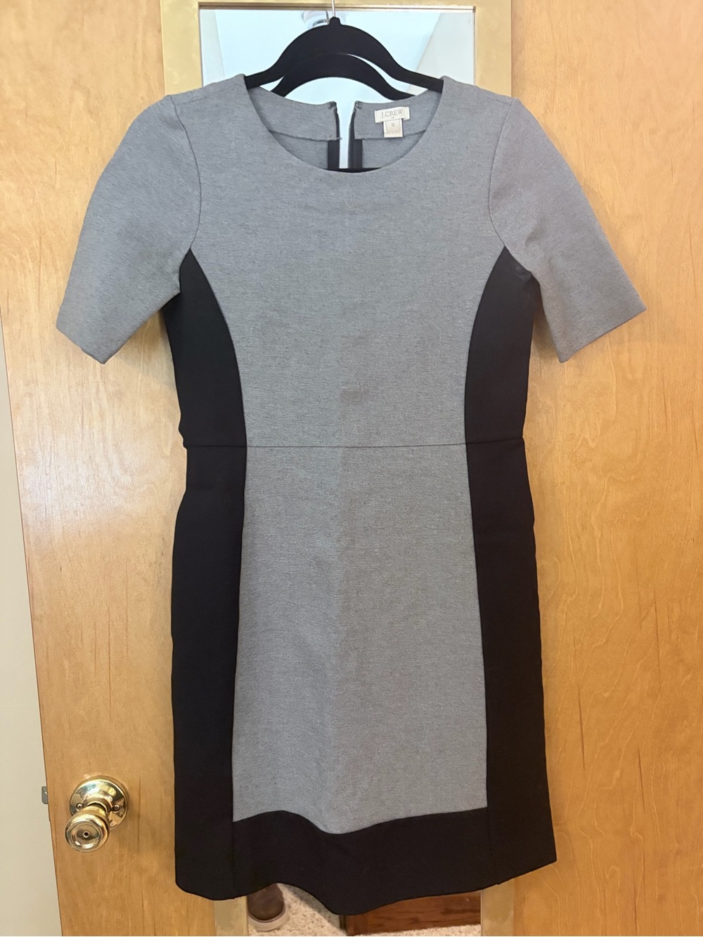 J. Crew Gray and Black Colorblock Midi Dress